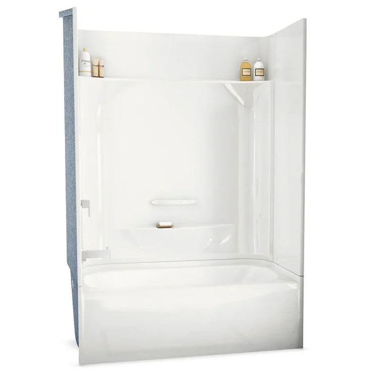 Tub and Shower Module 53-7/8 x 29 x 77-1/2 Inch AcrylX Left Drain White Above Floor Rough