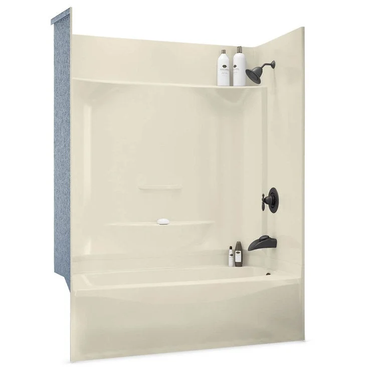 Tub and Shower Module 59-7/8 x 32 x 79-1/4 Inch AcrylX Left Hand Bone 4 Pieces