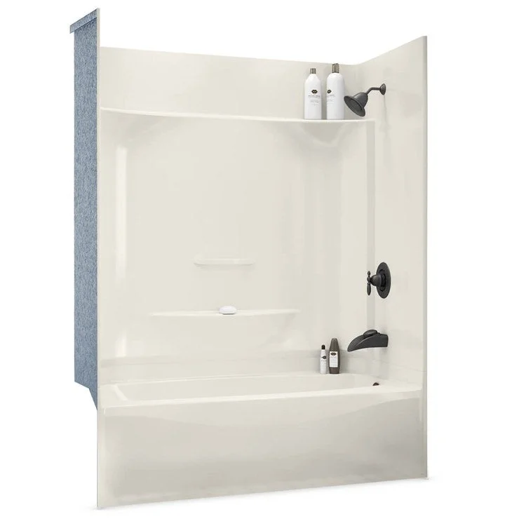 Tub and Shower Module 59-7/8 x 32 x 79-1/4 Inch AcrylX Left Hand Biscuit 4 Pieces