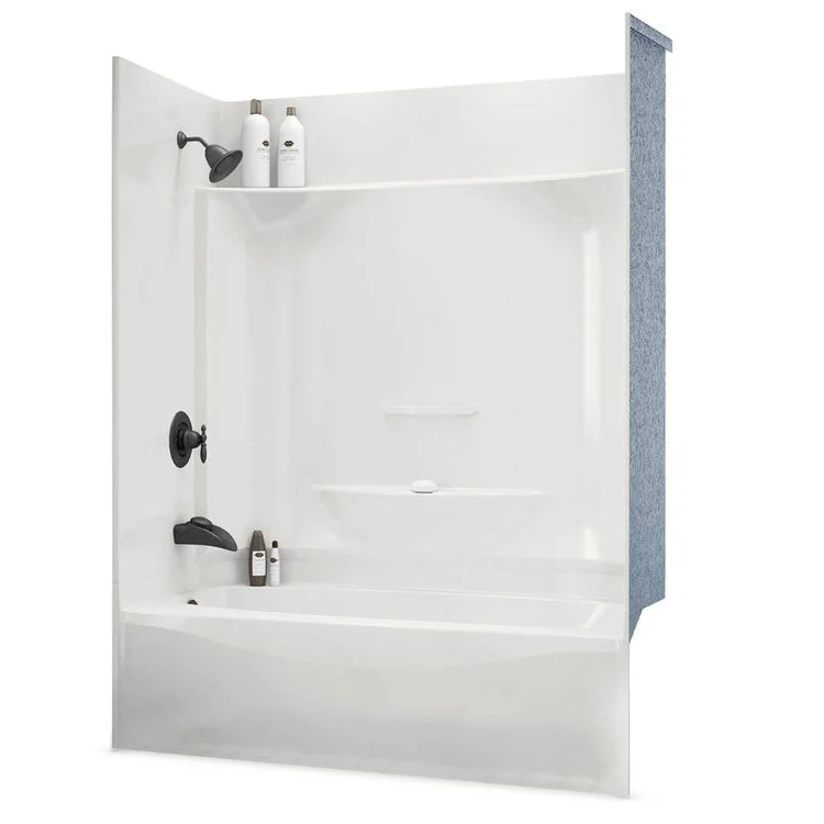 Tub and Shower Module 59-7/8 x 32 x 79-1/4 Inch AcrylX Left Hand White