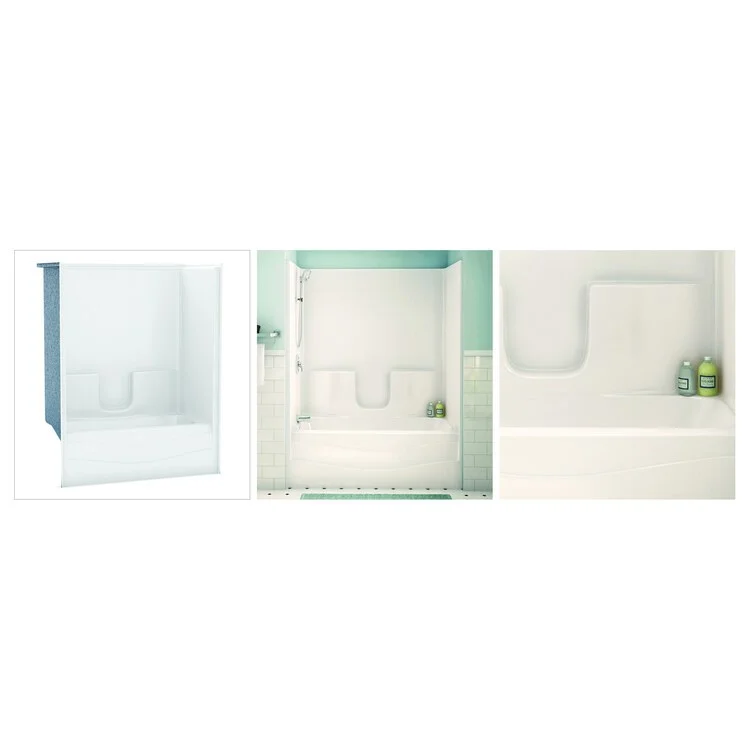 Tub and Shower Module 59-7/8 x 35-7/8 x 75-1/8 Inch AcrylX Left Hand Biscuit