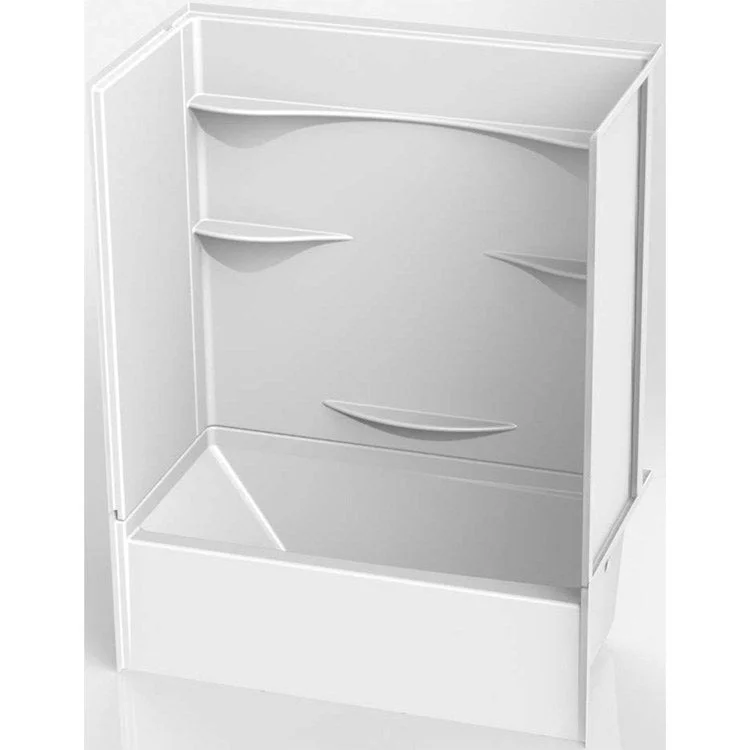 Tub and Shower Module Right Drain White Four Shelf 56.7 Gallons 60 x 30 x 76 Inch