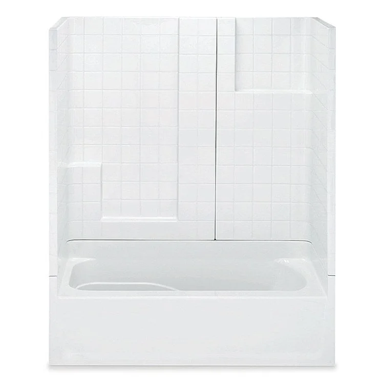 Tub and Shower Module Left Drain White 3 Shelves 35 Gallons 60 x 31-1/4 x 73-1/4 Inch