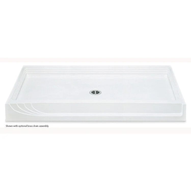 Shower Base Shower Pan White 60 x 34 x 6 Inch Acrylic Center Drain