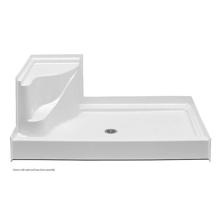 Shower Base Shower Pan Left Hand Seat White 60 x 34 x 21 Inch Acrylic Right Hand Drain