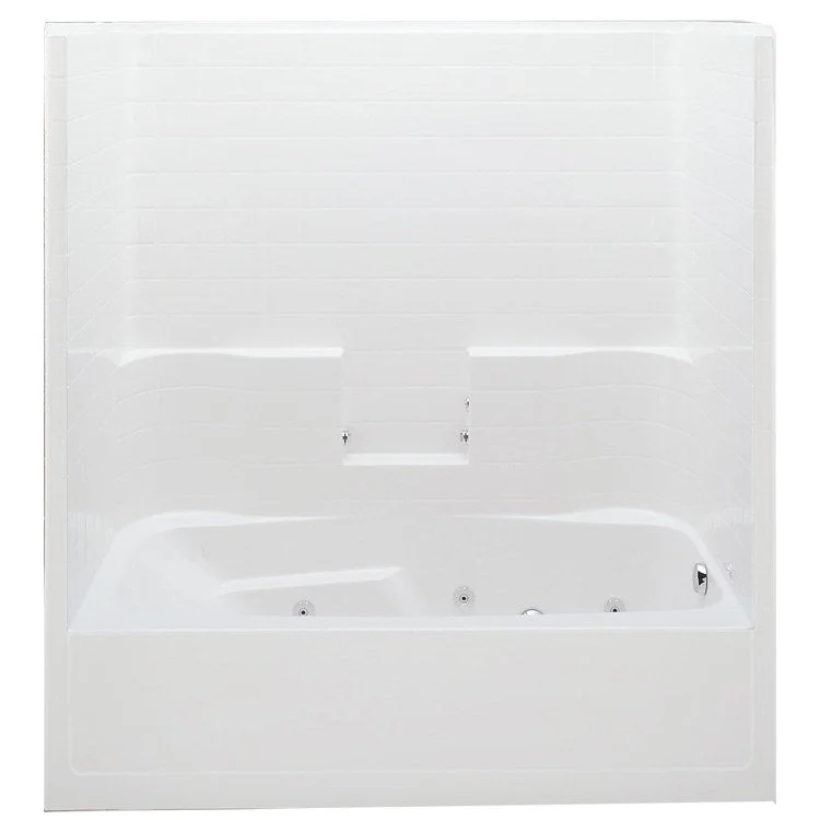 Tub and Shower Module Soaker Left Drain White 3 Shelves 63 Gallons 72 x 36 x 76 Inch