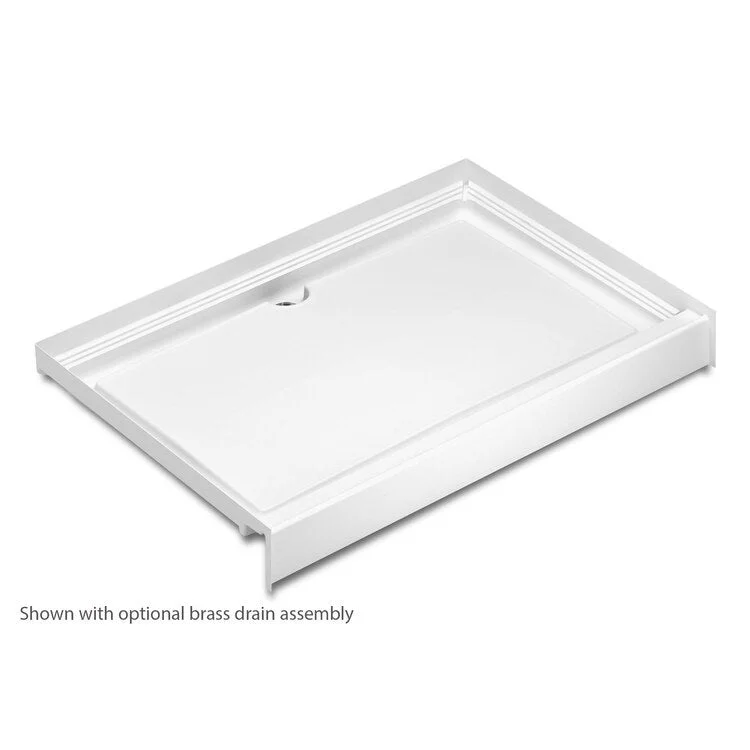 Shower Base Shower Pan White 72 x 48 x 6 Inch Acrylic Center Rear Drain