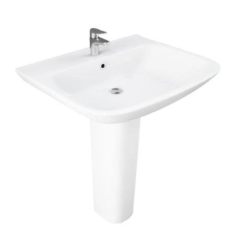 Pedestal Lavatory Eden 650 Centerset White Rectangular