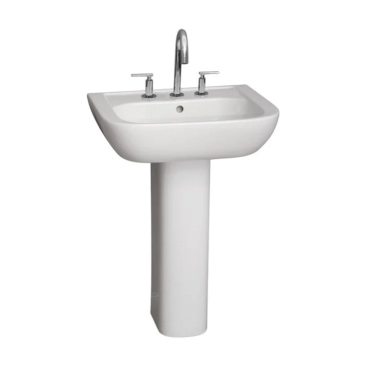 Pedestal Lavatory Caroline 550 Widespread White Rectangular