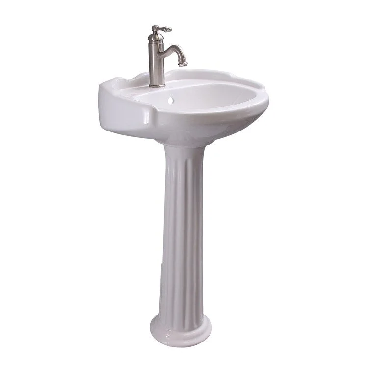 Pedestal Lavatory 20 Inch Silvi White Oval 1 Hole