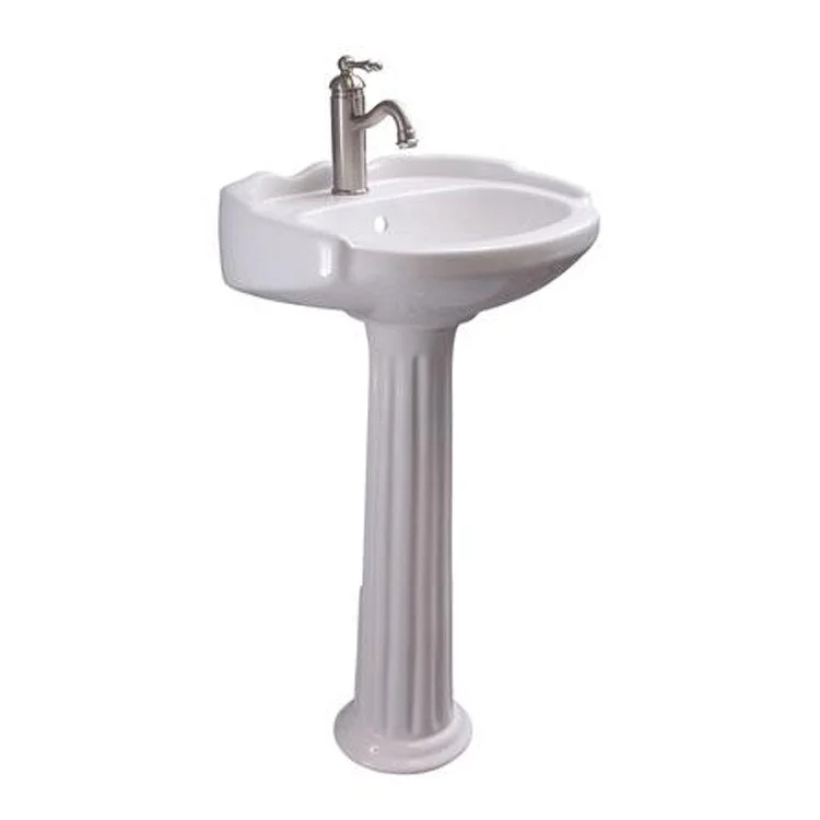 Pedestal Lavatory 20 Inch Silvi Mini Widespread White Oval