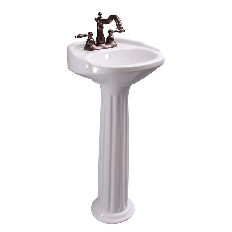 Pedestal Lavatory 15 Inch Silvi Centerset White Oval