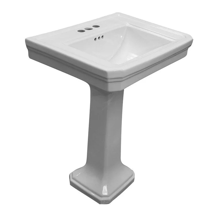 Pedestal Lavatory Drew 610 Centerset White Center Rectangular