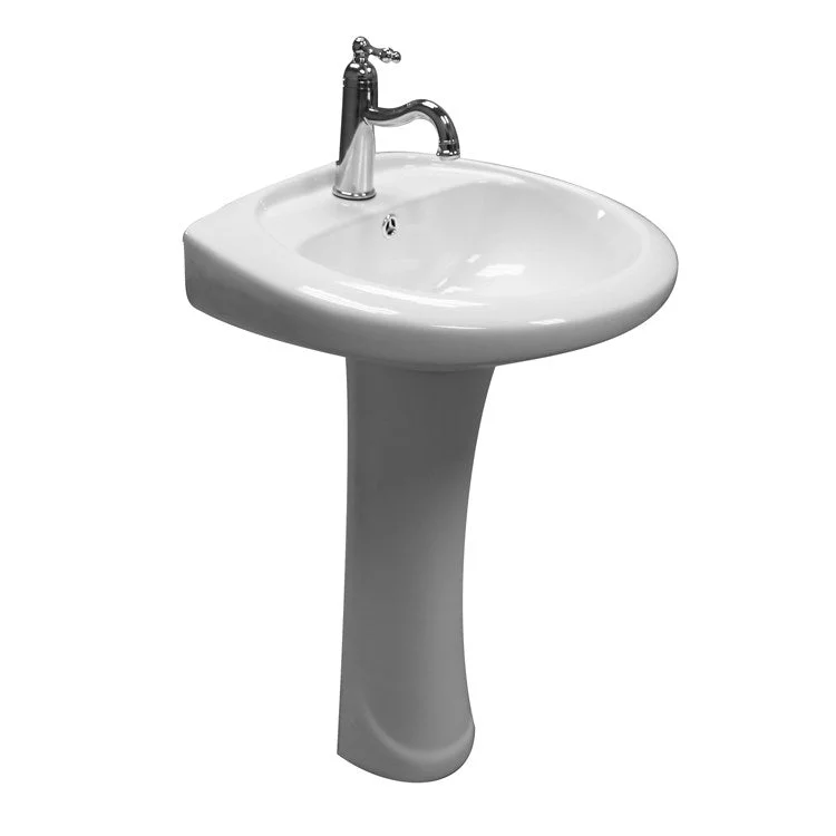 Pedestal Lavatory Belmont White Center Round