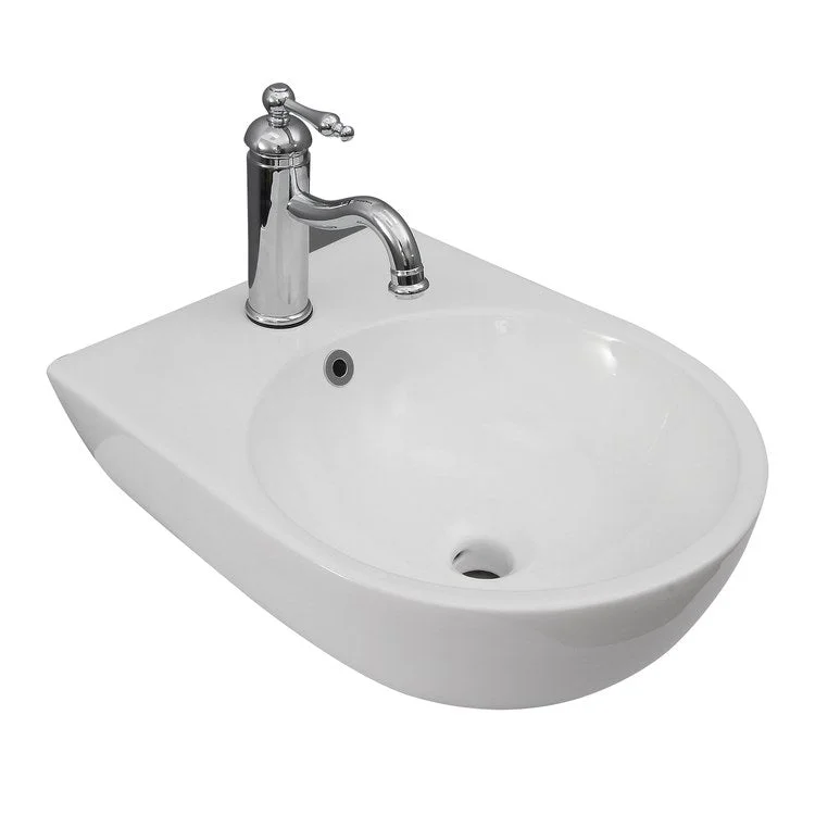 Lavatory Sink Ella Wall Hung with Overflow 15 Inch White