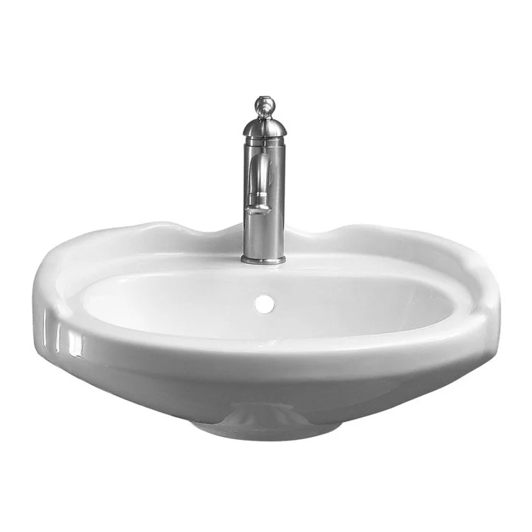 Lavatory Sink Silvi Wall Hung with Overflow 20 Inch Oval White