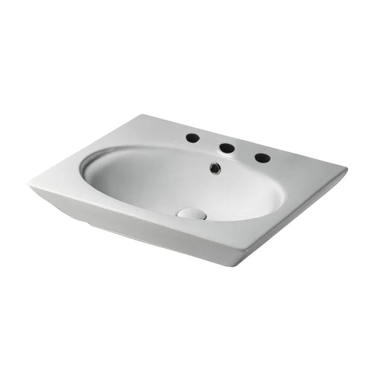 Lavatory Sink Opulence Above Counter 23 Inch 8 Inch Spread Oval White