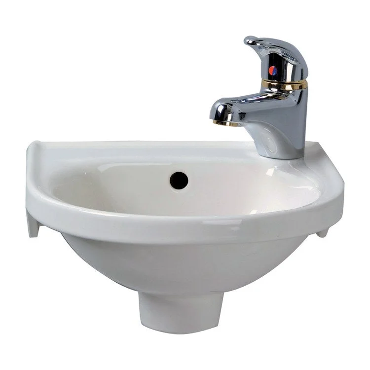 Lavatory Sink Rosanna Wall Hung Right with Hangers 11-7/8 Inch Circle White