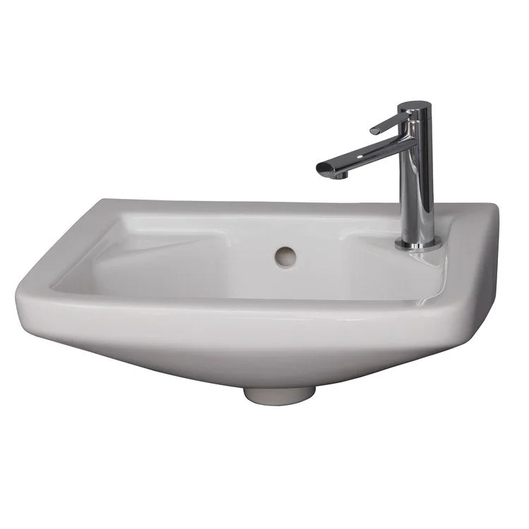 Lavatory Sink Mirna Wall Hung Right 18 Inch Rectangle White