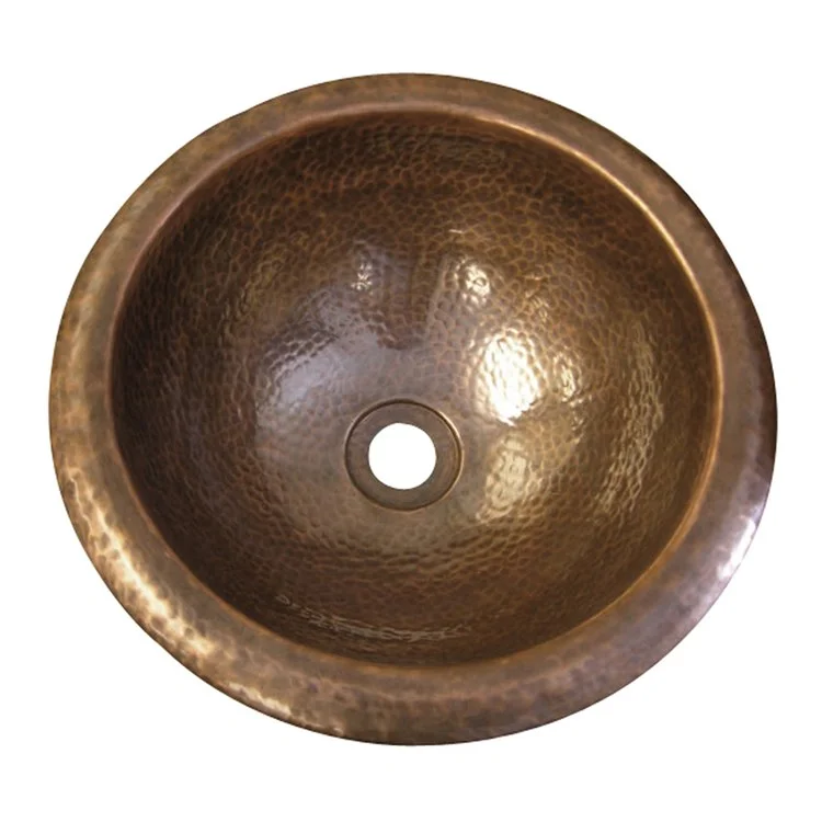 Lavatory Bowl Abita Self Rimming Small Single Bowl 10 Inch Hammered Antique Copper 6-1/4 Inch