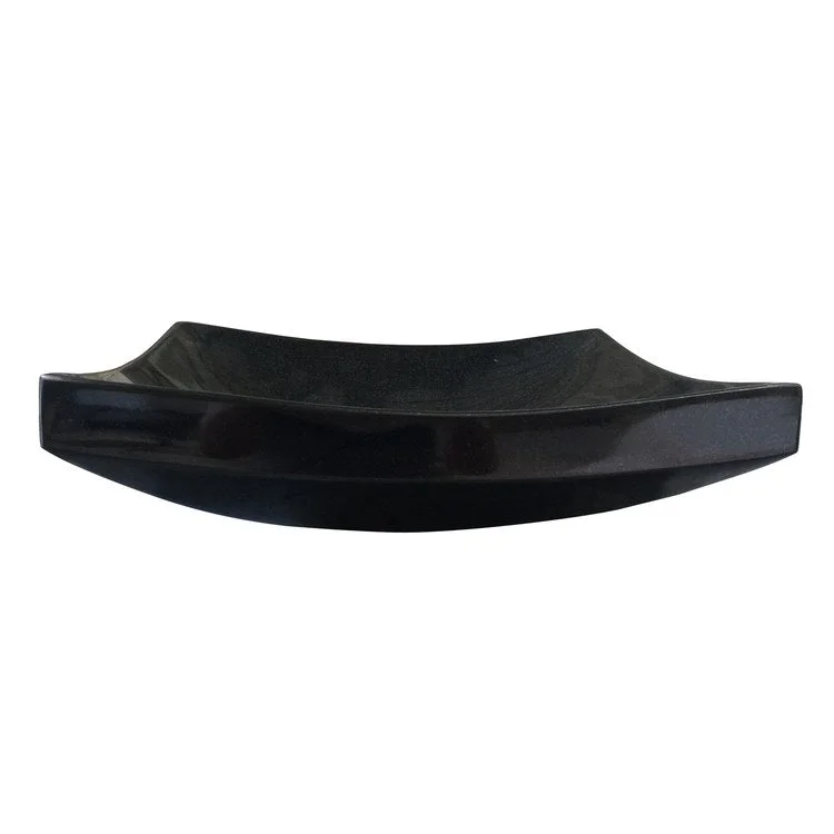 Vessel Mornos Curved Square 16 Inch Polished Black Granite