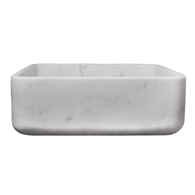 Vessel Maxton Square Honed 15 Inch White Marble