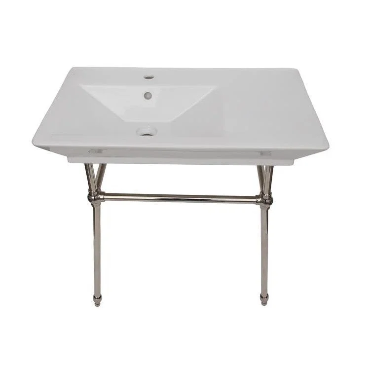 Console Sink Opulence His 31-1/2 Inch 4 Inch Spread Rectangle White/Brushed Nickel