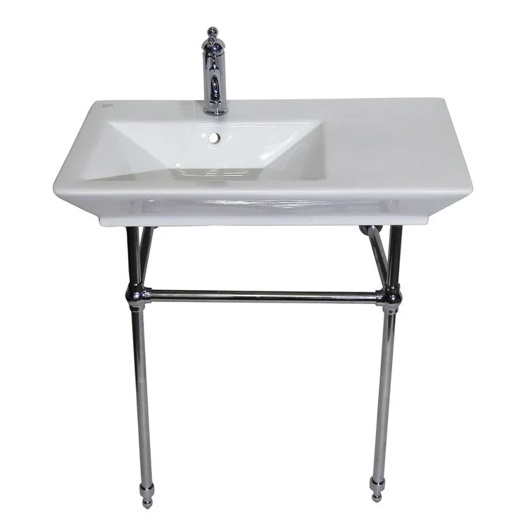 Console Sink Opulence His 31-1/2 Inch Rectangle White/Polished Chrome 1 Hole