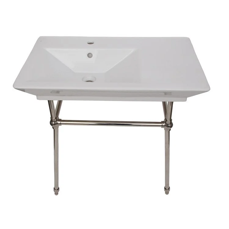 Console Sink Opulence His 31-1/2 Inch Rectangle White/Polished Nickel 1 Hole