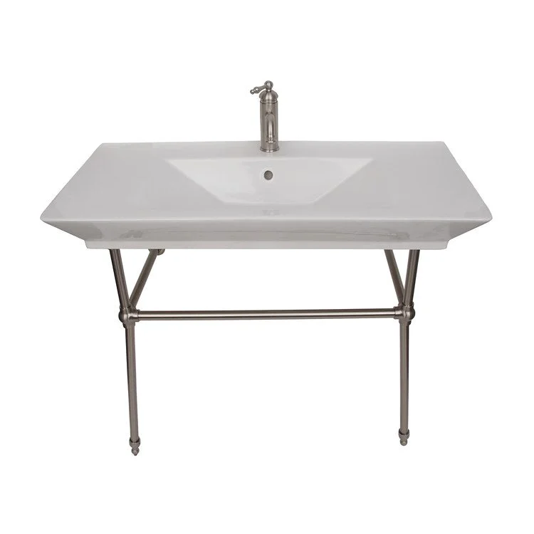 Console Sink Opulence His 39-1/2 Inch Rectangle White/Brushed Nickel 1 Hole