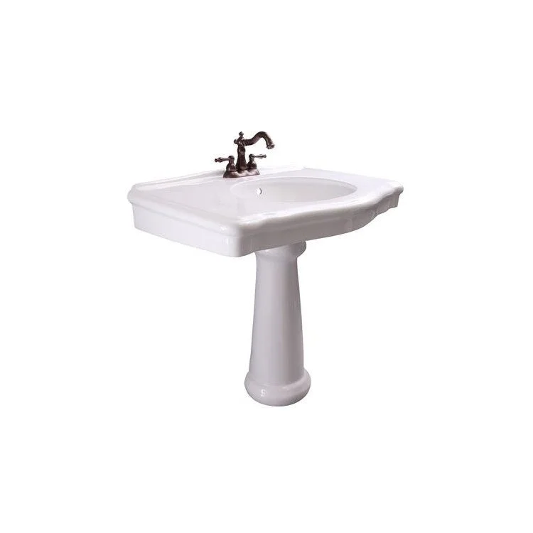 Pedestal Top Anders with Overflow 34-3/8 Inch White Vitreous China Rectangle