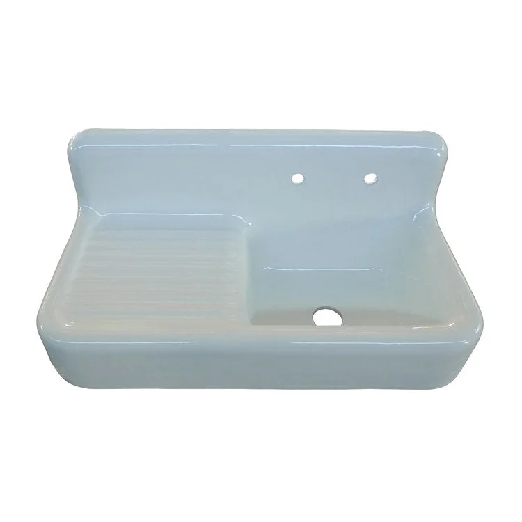 Kitchen Sink 41-3/4L x 21-3/4W Inch Single Bowl Alma with Drainboard White Wall Mounted Rectangle