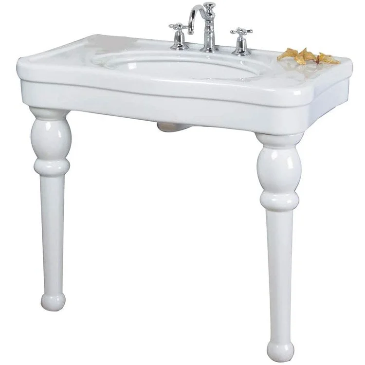 Console Leg Versailles White 26-3/4 Inch Fireclay for Lavatory Sink