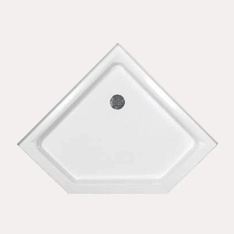 Shower Base Corner White 38 x 38 Inch Acrylic Standard Polished Chrome Drain Included