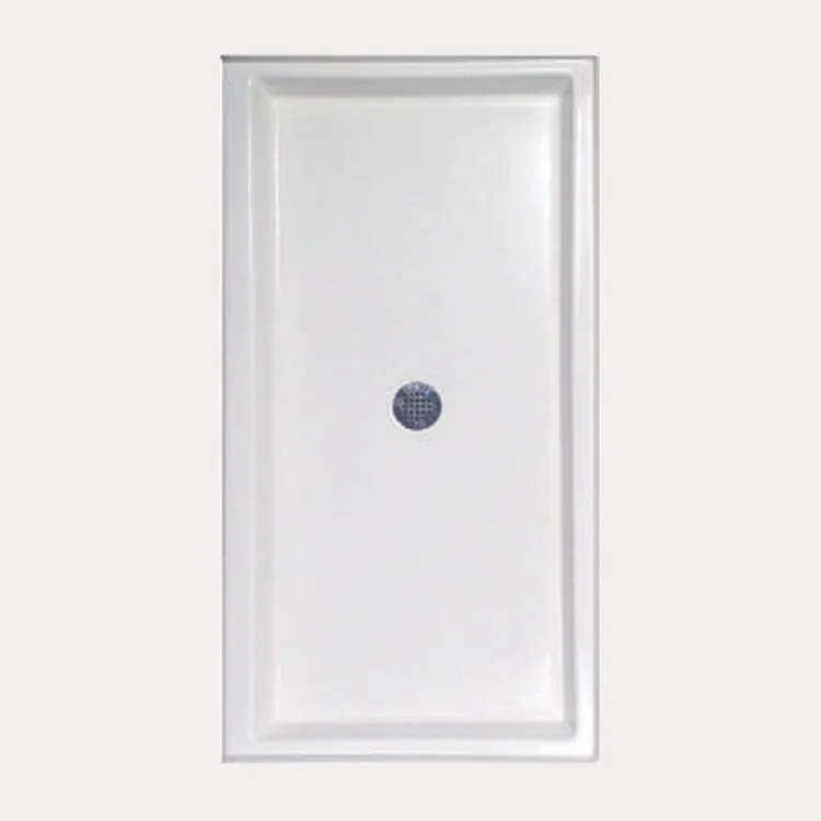 Shower Base Rectangular White 48 x 34 Inch Acrylic Standard Polished Chrome Drain Included