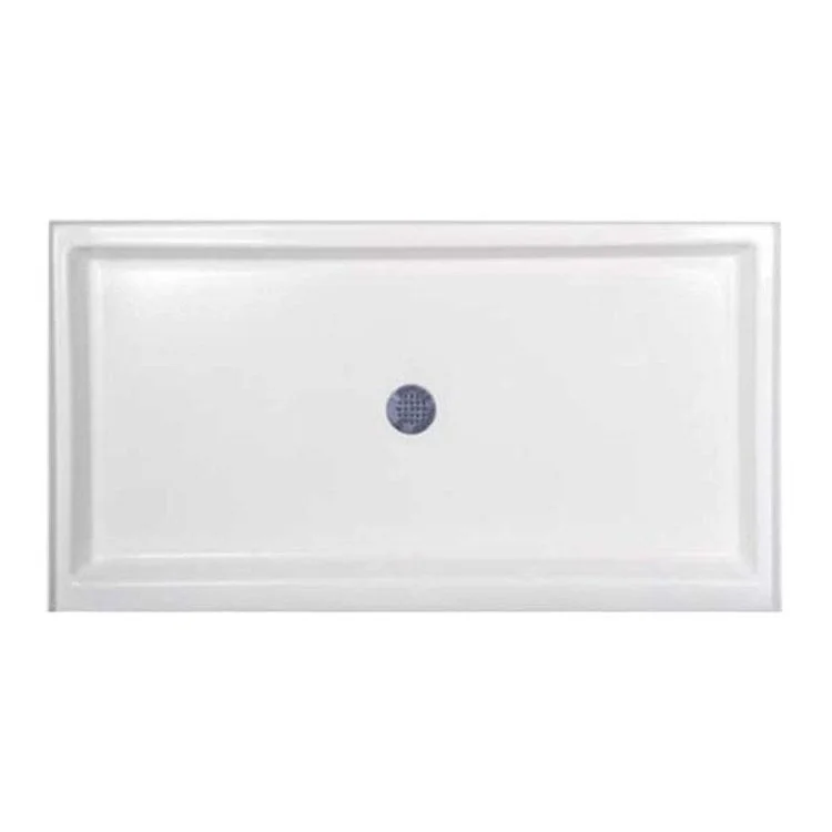 Shower Base Rectangular White Tiered Lip 60 x 34 Inch Acrylic Standard Polished Chrome Drain Included