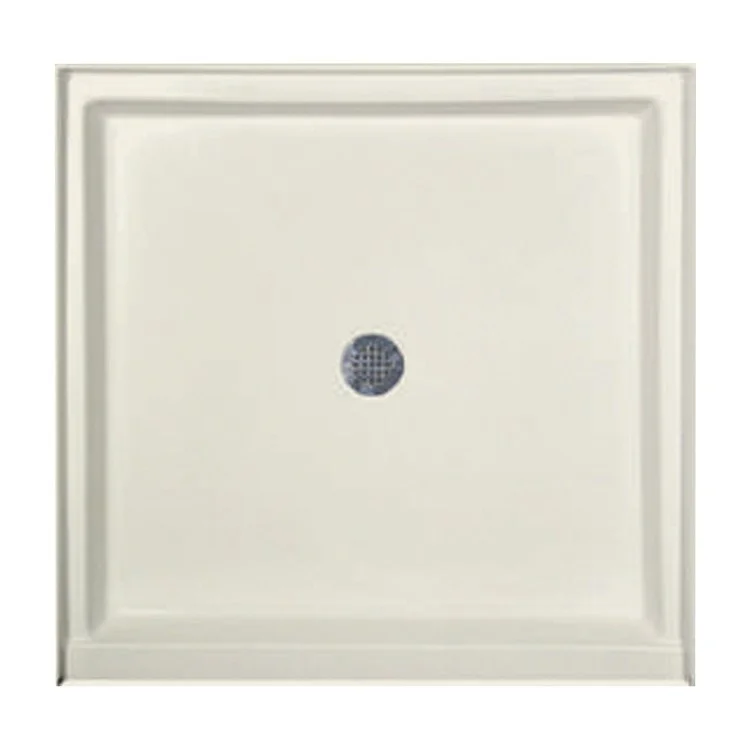 Shower Base Square Biscuit 42 x 42 Inch Gelcoat Standard Polished Chrome Drain Included