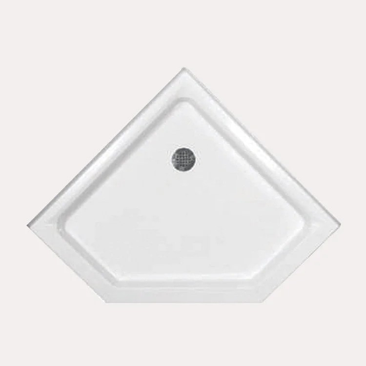 Shower Base Corner White 42 x 42 Inch Gelcoat Standard Polished Chrome Drain Included