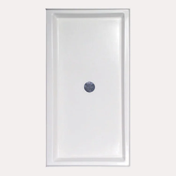 Shower Base Rectangular White 60 x 34 Inch Gelcoat Standard Polished Chrome Drain Included