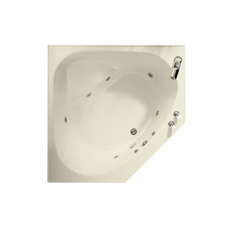 Tub Tandem 54 x 54 Inch Corner Combined Whirlpool Aeroeffect Center Less Tiling Flange Bone Acrylic