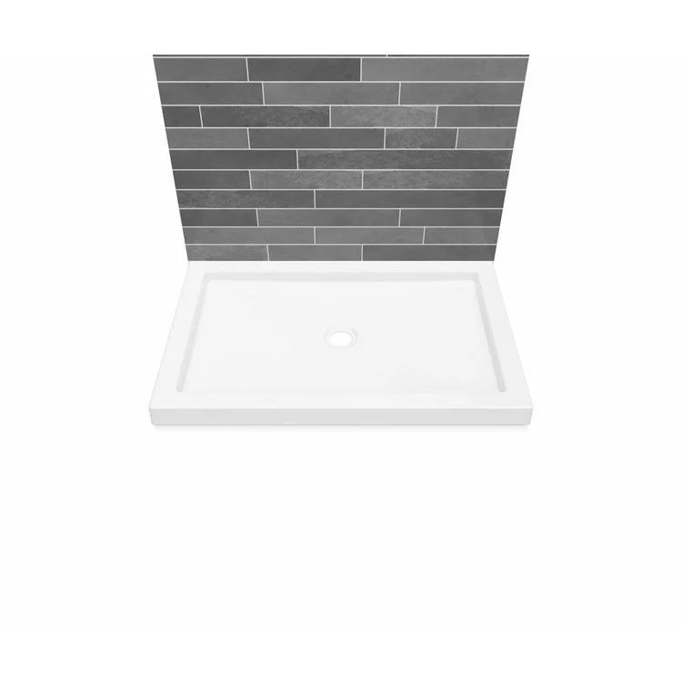 Shower Base B3 Wall Mounted Round Drain White 48 x 34 Inch Acrylic