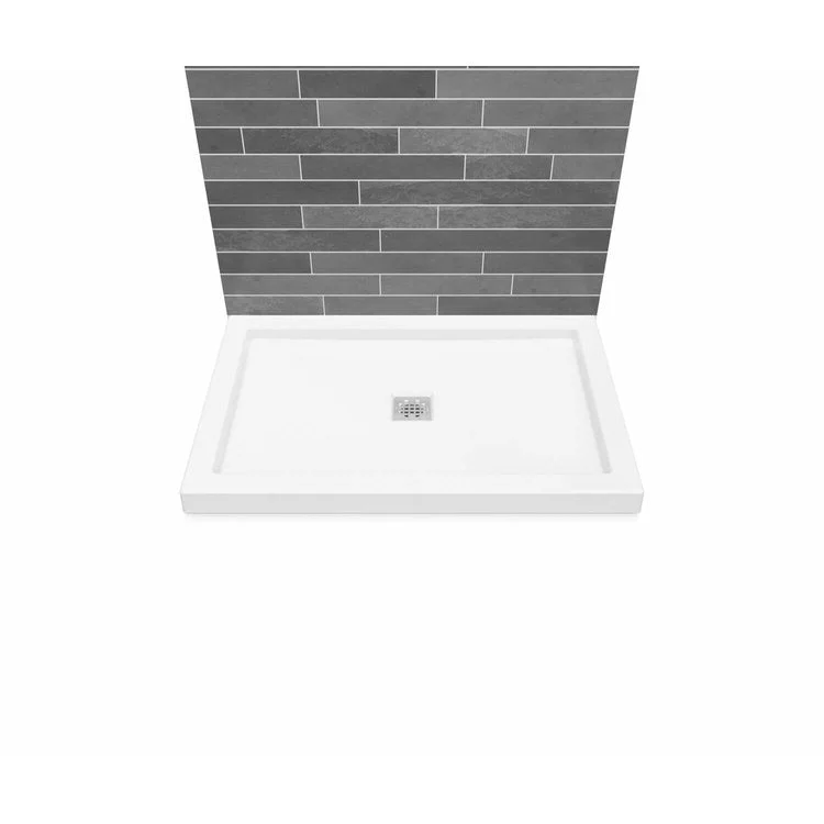 Shower Base B3 Wall Mounted Square Drain White 48 x 34 Inch Acrylic