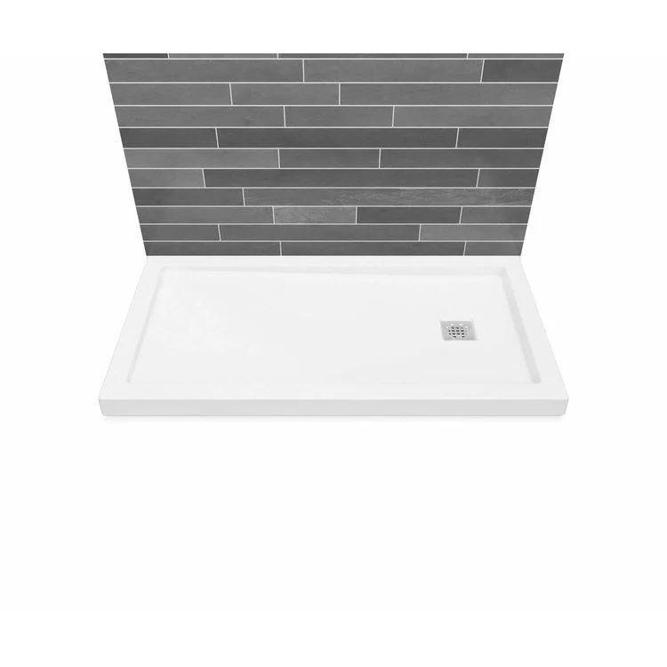 Shower Base B3 Wall Mounted Square Drain White 60 x 30 Inch Acrylic Left Hand