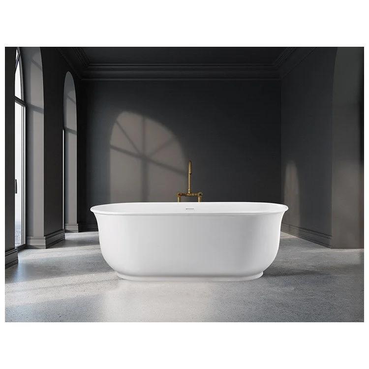 Soaking Tub Hamilton 66 x 31 Inch Freestanding Center White Mineral Composite 80 Gallons 23 Inch