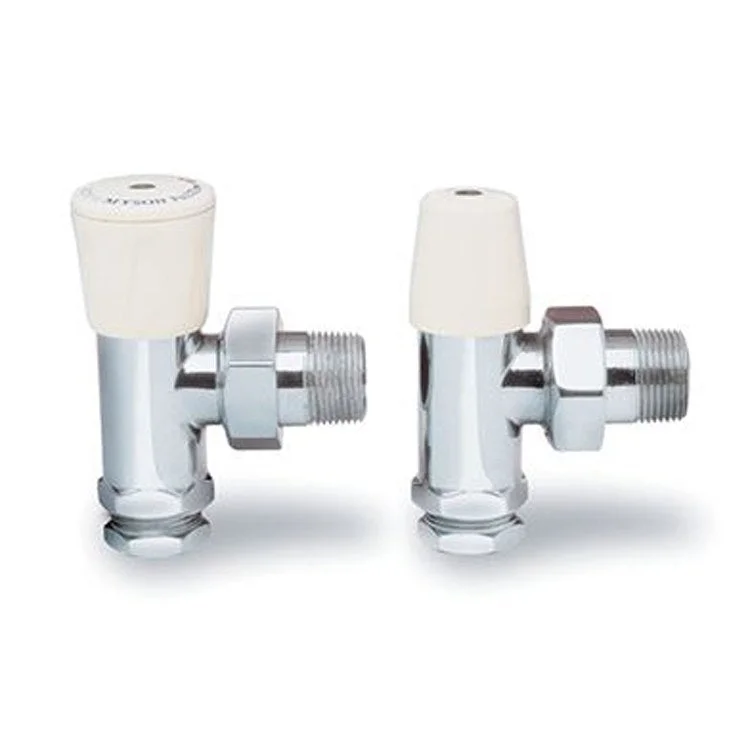 Radiator Valve Manual Angle with White Cap 1/2 Inch Chrome