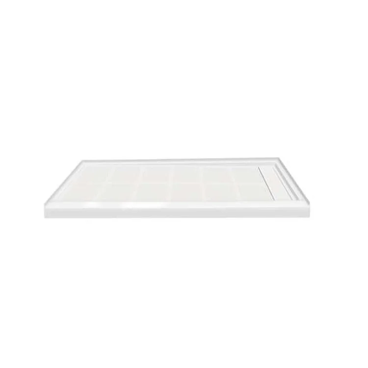 Shower Base Linear Single Threshold White Right Concealed Drain 60 x 30 x 4 Inch