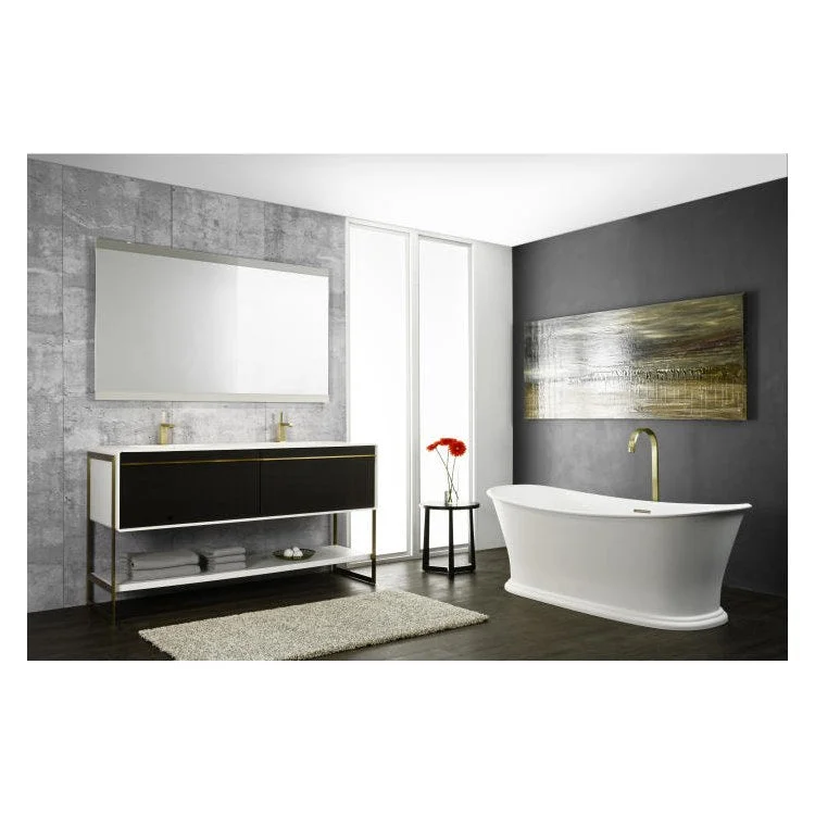 Freestanding Tub Cloud Oval 62 Inch Soaker Brushed Nickel/True High Gloss Solid Surface